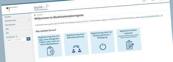 Willkommen im Marktstammdatenregister mit Optionen zur Registrierung und Datenverwaltung.